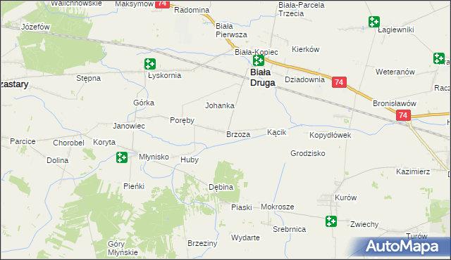 mapa Brzoza gmina Biała, Brzoza gmina Biała na mapie Targeo