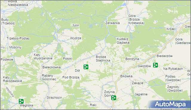 mapa Brzóza Stadnicka, Brzóza Stadnicka na mapie Targeo