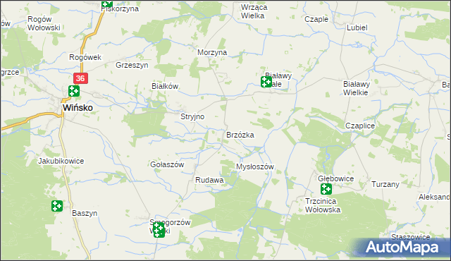 mapa Brzózka gmina Wińsko, Brzózka gmina Wińsko na mapie Targeo