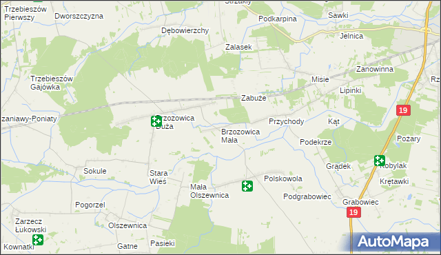 mapa Brzozowica Mała, Brzozowica Mała na mapie Targeo