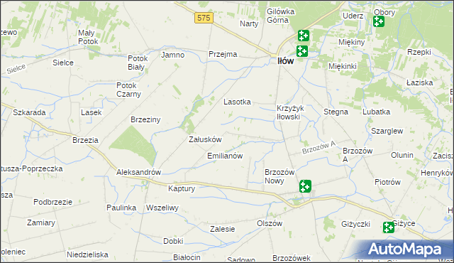 mapa Brzozowiec gmina Iłów, Brzozowiec gmina Iłów na mapie Targeo