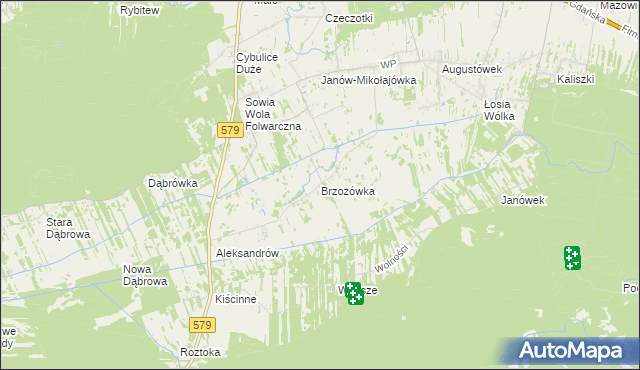 mapa Brzozówka gmina Czosnów, Brzozówka gmina Czosnów na mapie Targeo