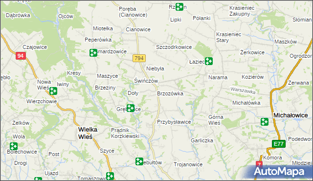 mapa Brzozówka gmina Zielonki, Brzozówka gmina Zielonki na mapie Targeo