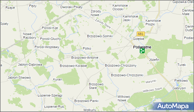 mapa Brzozowo-Chabdy, Brzozowo-Chabdy na mapie Targeo