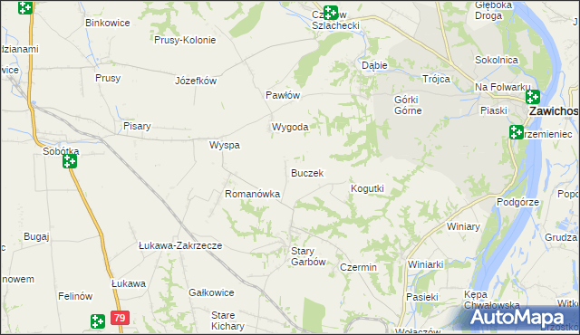 mapa Buczek gmina Dwikozy, Buczek gmina Dwikozy na mapie Targeo