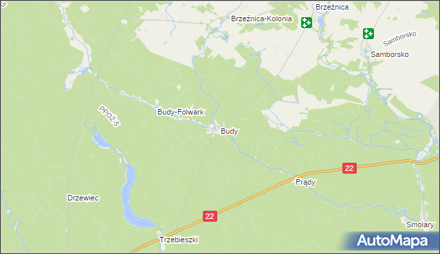 mapa Budy gmina Jastrowie, Budy gmina Jastrowie na mapie Targeo