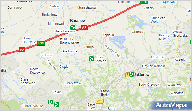 mapa Budy Zosine, Budy Zosine na mapie Targeo