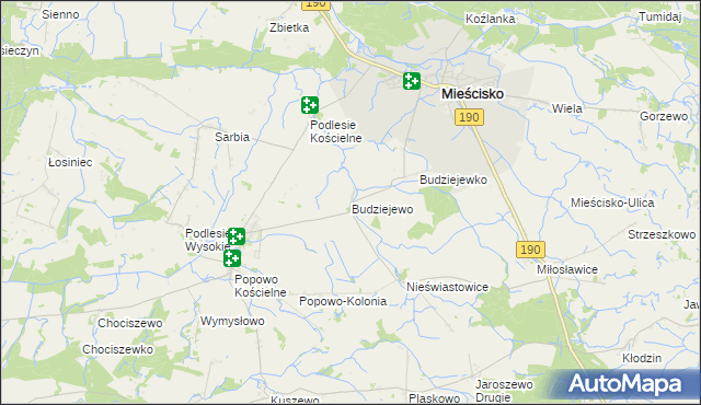 mapa Budziejewo, Budziejewo na mapie Targeo