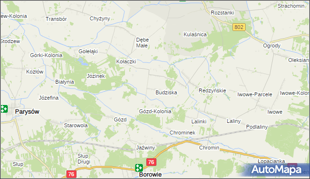 mapa Budziska gmina Latowicz, Budziska gmina Latowicz na mapie Targeo