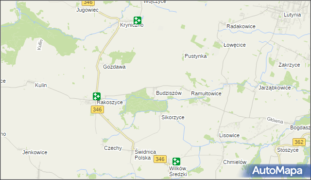 mapa Budziszów gmina Kostomłoty, Budziszów gmina Kostomłoty na mapie Targeo