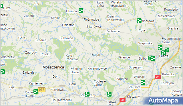 mapa Bugaj gmina Biecz, Bugaj gmina Biecz na mapie Targeo