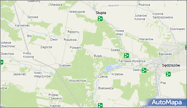 mapa Bugaj gmina Sędziszów, Bugaj gmina Sędziszów na mapie Targeo