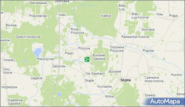 mapa Bukowie Gajówka, Bukowie Gajówka na mapie Targeo