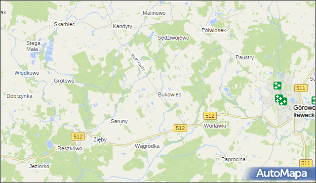 mapa Bukowiec gmina Górowo Iławeckie, Bukowiec gmina Górowo Iławeckie na mapie Targeo