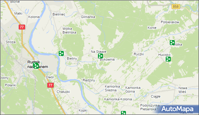 mapa Bukowina gmina Ulanów, Bukowina gmina Ulanów na mapie Targeo