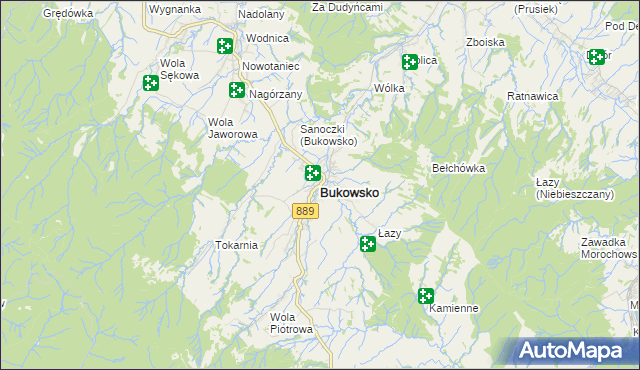 mapa Bukowsko, Bukowsko na mapie Targeo