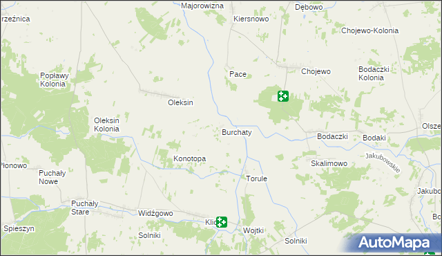 mapa Burchaty, Burchaty na mapie Targeo