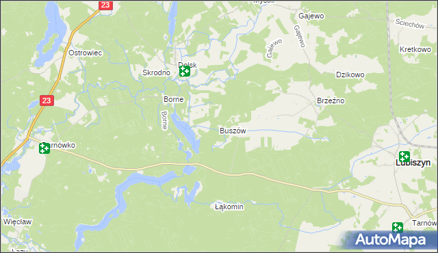 mapa Buszów gmina Lubiszyn, Buszów gmina Lubiszyn na mapie Targeo