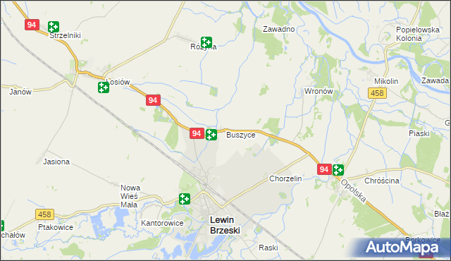 mapa Buszyce gmina Lewin Brzeski, Buszyce gmina Lewin Brzeski na mapie Targeo