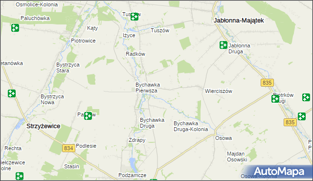 mapa Bychawka Trzecia-Kolonia, Bychawka Trzecia-Kolonia na mapie Targeo