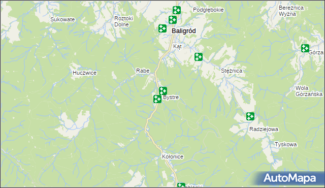 mapa Bystre gmina Baligród, Bystre gmina Baligród na mapie Targeo