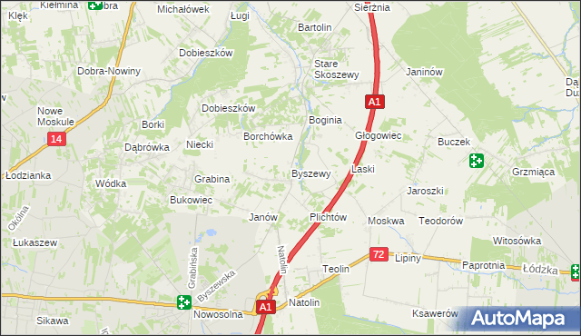 mapa Byszewy, Byszewy na mapie Targeo