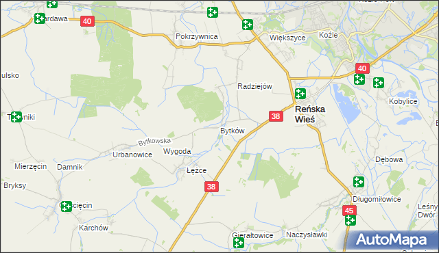 mapa Bytków gmina Reńska Wieś, Bytków gmina Reńska Wieś na mapie Targeo