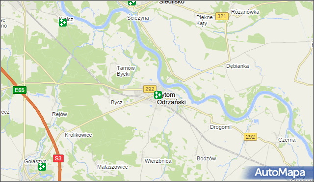 mapa Bytom Odrzański, Bytom Odrzański na mapie Targeo