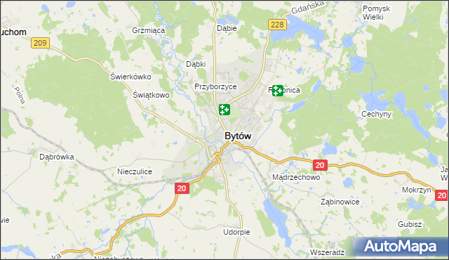 mapa Bytów, Bytów na mapie Targeo