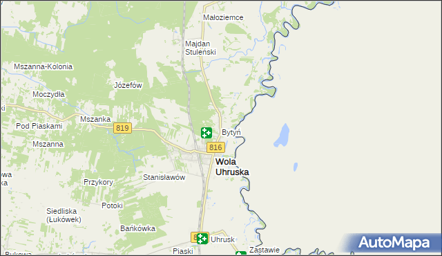 mapa Bytyń gmina Wola Uhruska, Bytyń gmina Wola Uhruska na mapie Targeo