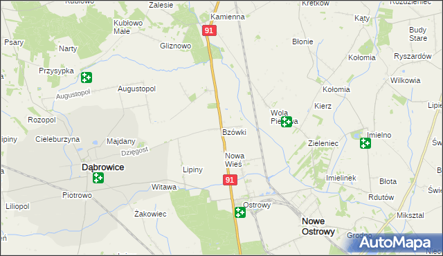 mapa Bzówki, Bzówki na mapie Targeo