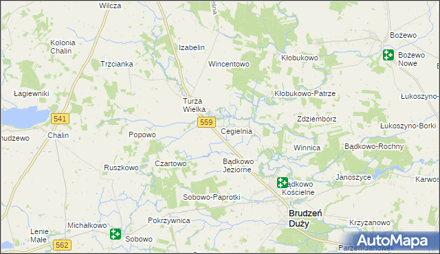 mapa Cegielnia gmina Brudzeń Duży, Cegielnia gmina Brudzeń Duży na mapie Targeo