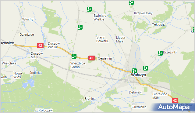 mapa Cegielnia gmina Wołczyn, Cegielnia gmina Wołczyn na mapie Targeo