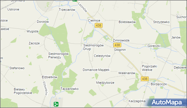 mapa Celestynów gmina Borek Wielkopolski, Celestynów gmina Borek Wielkopolski na mapie Targeo