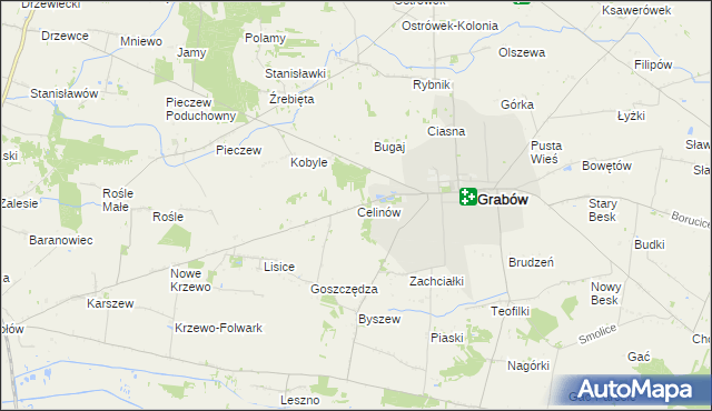 mapa Celinów gmina Grabów, Celinów gmina Grabów na mapie Targeo