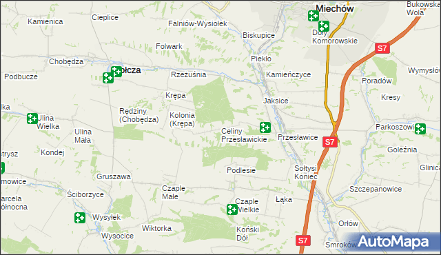 mapa Celiny Przesławickie, Celiny Przesławickie na mapie Targeo