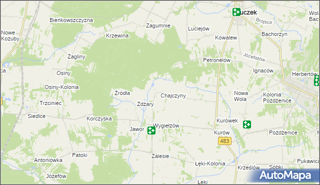 mapa Chajczyny, Chajczyny na mapie Targeo