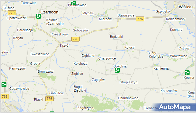 mapa Charzowice, Charzowice na mapie Targeo