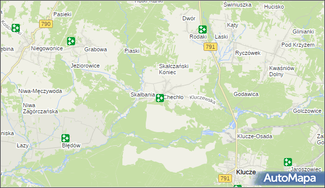 mapa Chechło gmina Klucze, Chechło gmina Klucze na mapie Targeo