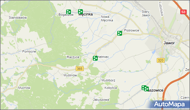 mapa Chełmiec gmina Męcinka, Chełmiec gmina Męcinka na mapie Targeo