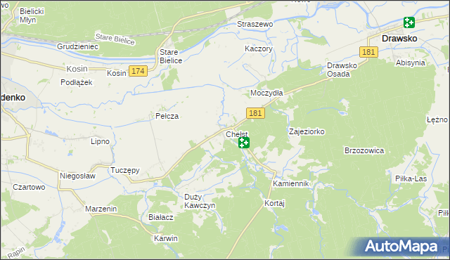 mapa Chełst gmina Drawsko, Chełst gmina Drawsko na mapie Targeo