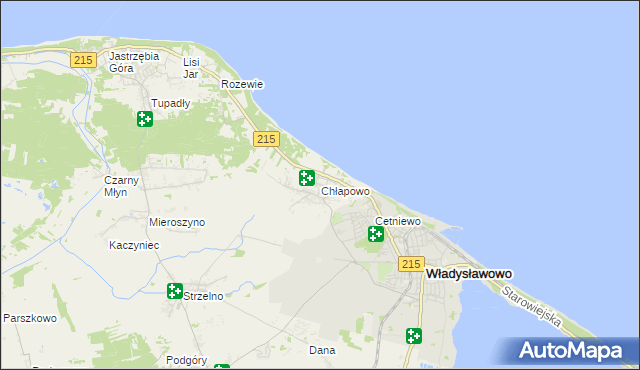 mapa Chłapowo gmina Władysławowo, Chłapowo gmina Władysławowo na mapie Targeo