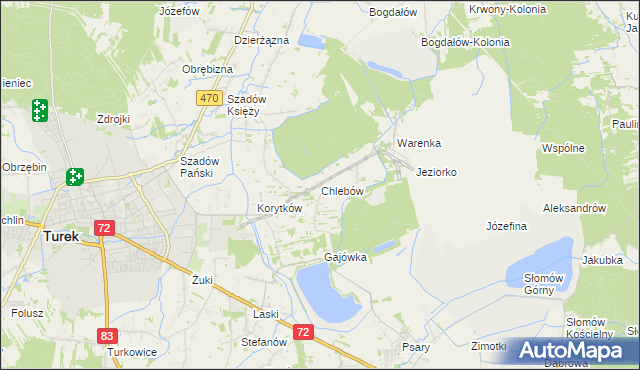 mapa Chlebów gmina Turek, Chlebów gmina Turek na mapie Targeo