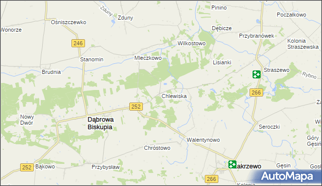 mapa Chlewiska gmina Dąbrowa Biskupia, Chlewiska gmina Dąbrowa Biskupia na mapie Targeo