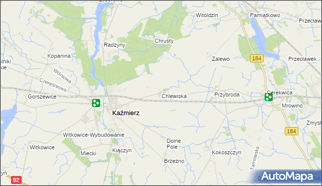 mapa Chlewiska gmina Kaźmierz, Chlewiska gmina Kaźmierz na mapie Targeo