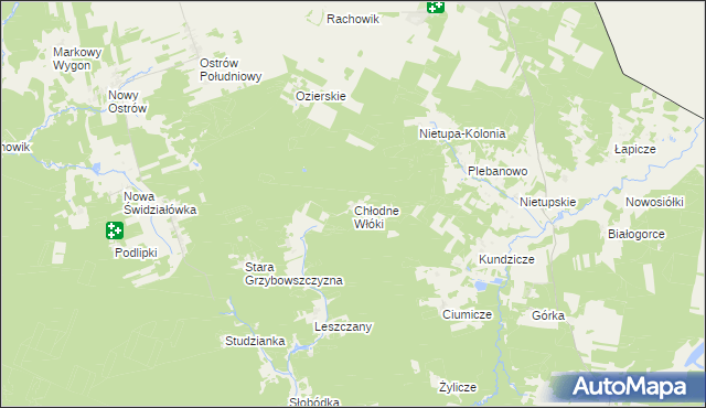 mapa Chłodne Włóki, Chłodne Włóki na mapie Targeo