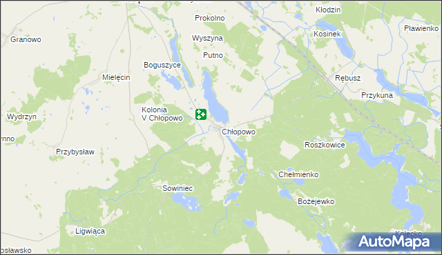 mapa Chłopowo gmina Krzęcin, Chłopowo gmina Krzęcin na mapie Targeo