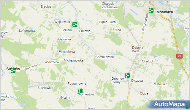 mapa Chmielowice, Chmielowice na mapie Targeo