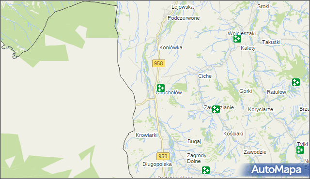 mapa Chochołów gmina Czarny Dunajec, Chochołów gmina Czarny Dunajec na mapie Targeo