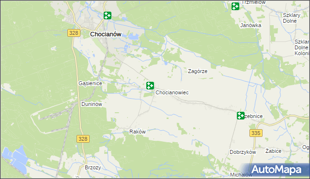 mapa Chocianowiec, Chocianowiec na mapie Targeo